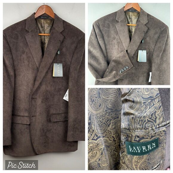 NWT Lauren Ralph Lauren Men’s Corduroy Blazer/Sports Jacket Brown Size 42R - Picture 1 of 10